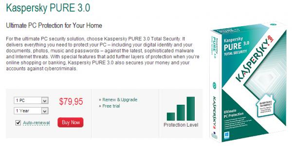 Nhận bản quyền chương trình diệt virus Kaspersky PURE 3.0 Total Security miễn phí 6 tháng