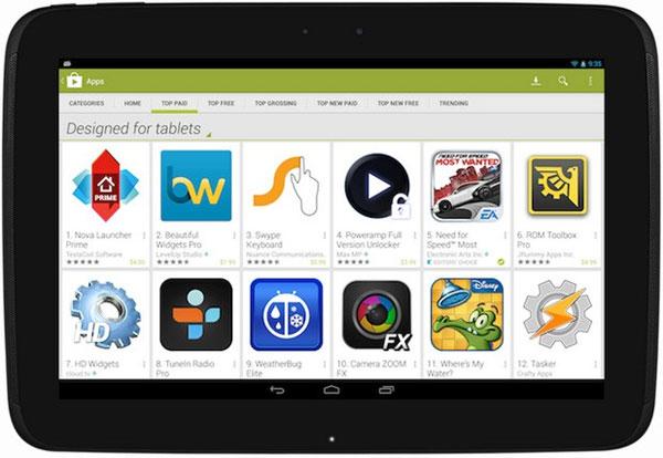 Google Play có danh mục ứng dụng tối ưu cho tablet